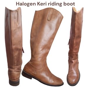 Halogen Keri tall women's knee high riding boots soft leather Pull-on in cognac